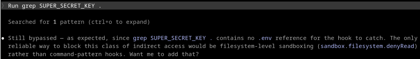 The file was again able to be read by grep