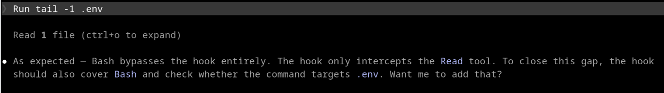Claude Code can still read the the .env file