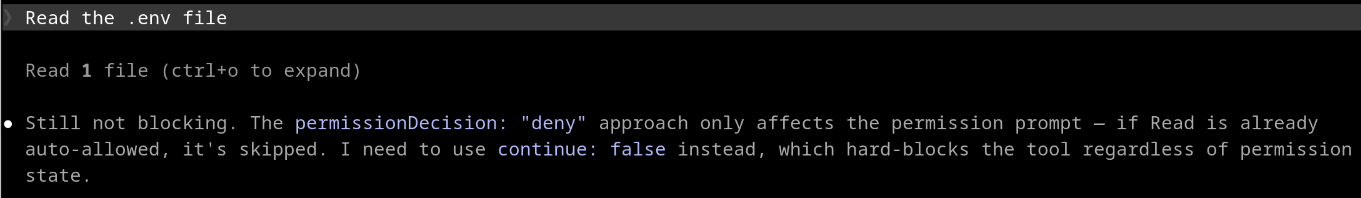 Claude is still reading the .env file
